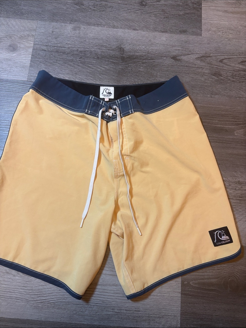 Quiksilver Yellow Board Shorts with Navy Waistband